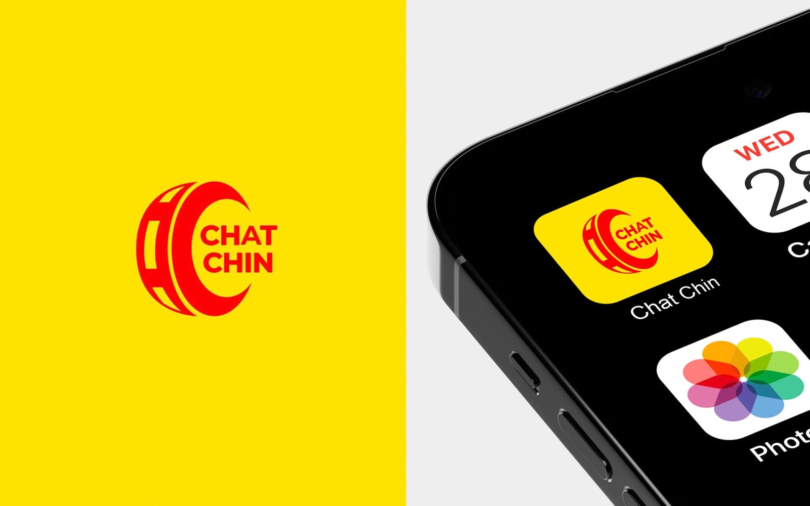 The Chat Chin logo and app icon on a phone home screen.